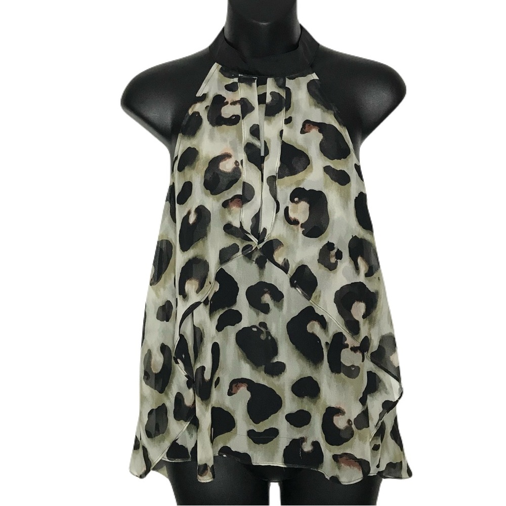 BCBGeneration Leopard Print High Neck Halter Top - image 1